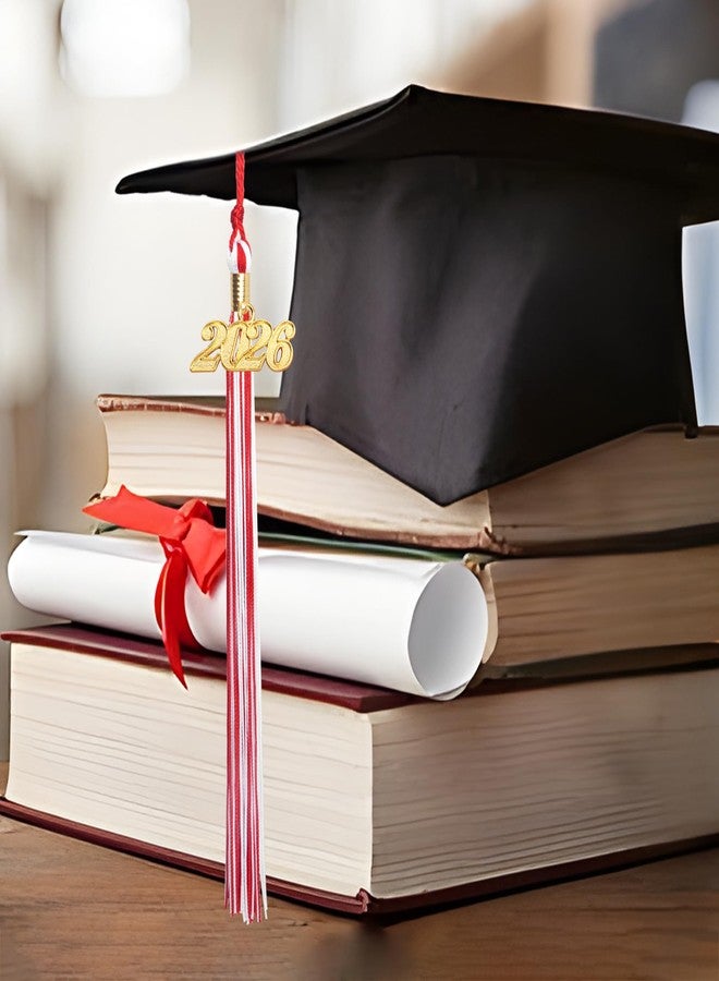 Nelisylux 2026 Tassel Graduation, Red and White Graduation Tassel, 2026 Tassel Charms for Graduations Cap Decorations, Tassels Memorial Grad Cords College High School Graduate Hat Ceremonies Accessories - Image 4